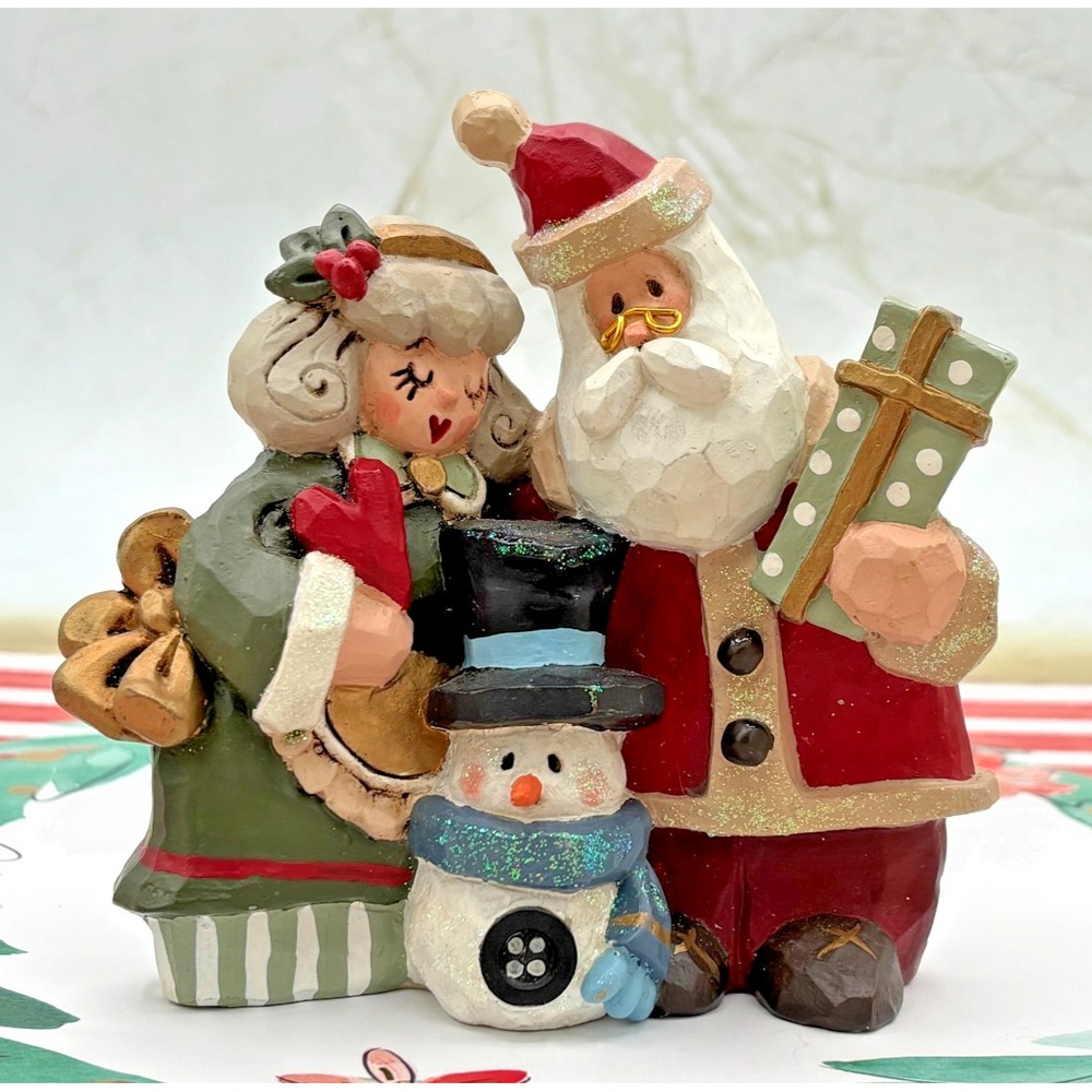 Kurt S Adler Snowtown Christmas Mr & Mrs Santa Snowman Tabletop Figurine Resin